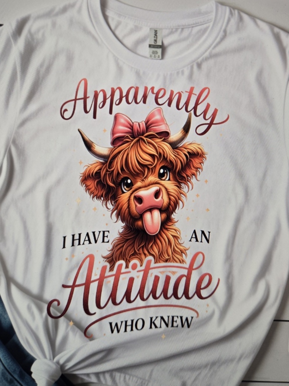 Graphic Tee T-Shirt Women Size Large Cow Attitude Short Sleeve White Cotton